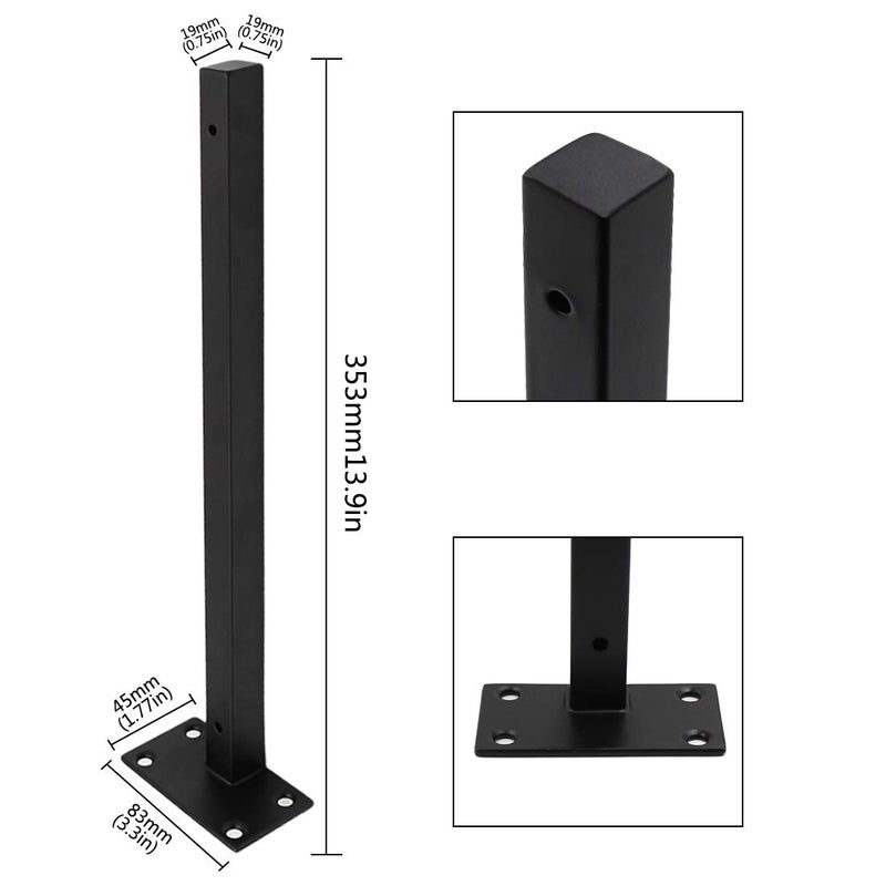 Luomorgo 4 Pcs 14" Floating Shelf Bracket Stainless Steel Heavy Duty Black Shelf Brackets Blind Shelf Supports Hidden Brackets for Floating Wood Shelves - Screws and Wall Plugs Included - Image 2